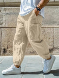 Men's Solid Color Pockets Holiday Style Elastic Waist Jogger Pants