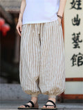 Men's Retro Summer Striped Drawstring Bloomers Jogger Pants