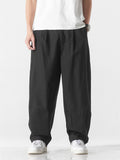 Male Plain Cotton Linen Summer Straight Leg Pants