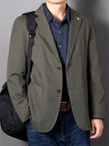 Men's Autumn Casual Solid Color Cotton Single Breasted Suit Jackets