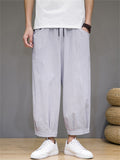 Men's Summer Casual Solid Color Wide Leg Cropped Pants