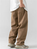 Men's Retro Comfy Cotton Casual Japanese Style Solid Color Pants