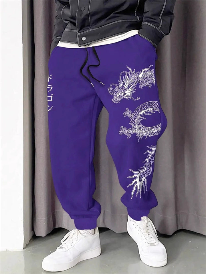 Men's Y2K Style Loong Print Loose Fit Jogger Sweatpants