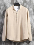 Men's Summer Cool Solid Color Texture Long Sleeve Shirt