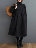 Long-sleeved Thick Single-breasted Corduroy Long Coats for Women