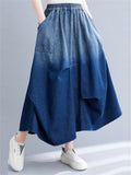 Summer Women's Elastic Waist Gradient Denim Skirts