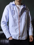 Men's Autumn Contrast Color Zipper Long Sleeve Hooded Jackets