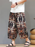 Men's Ethnic Style Contrast Color Print Beach Capri Pants