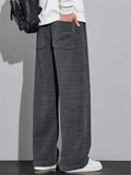 Winter Casual Thermal Lined Drawstring Loose Fit Straight Leg Pants for Men
