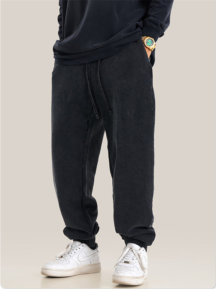 Men's Cotton Retro Large Size Distressed Jogger Sweatpants