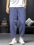 Men's Casual Cozy Striped Cropped Harem Pants