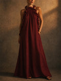 Women's Elegant Ruffled Halter Maxi Dress