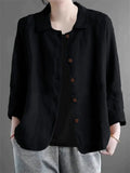 Women's Casual Solid Color Single Breasted Lapel Cardigan Shirts