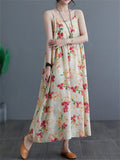Women's Simple Flowers Print Strap Maxi Dress