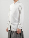 Oriental Style Stand Collar Long Sleeves Linen Shirt for Men