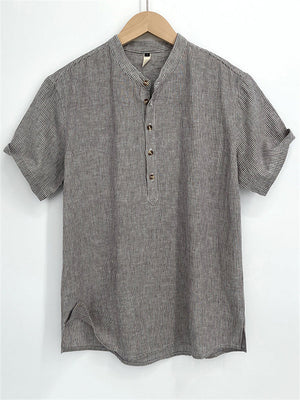 Leisure Natural Cotton Linen Cozy Stripe Shirt for Men