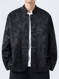 Chinese Style Cotton Blend Spring Autumn‌ Paisley Jacquard Jacket for Men