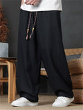 Men's Casual Loose Fit Pants with Tassels Summer Breathable Comfortable