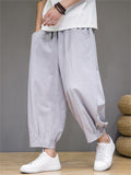 Men's Summer Casual Solid Color Wide Leg Cropped Pants