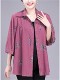 Elegant Plus Size Summer Print Lapel Shirt for Women