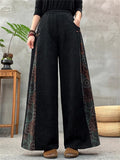 Women's Vintage Ethnic Style Patchwork Jacquard High Rise Wide Leg Pants