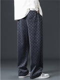 Men's Checkered Casual Pants Loose Fit Straight Leg Comfortable Daily Wear