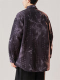 Chinese Style Men's Plum Blossom Hanzi Print Lapel Long Sleeve Shirts