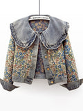 Women's Vintage Autumn Floral Jacquard Peter Pan Collar‌ Jackets