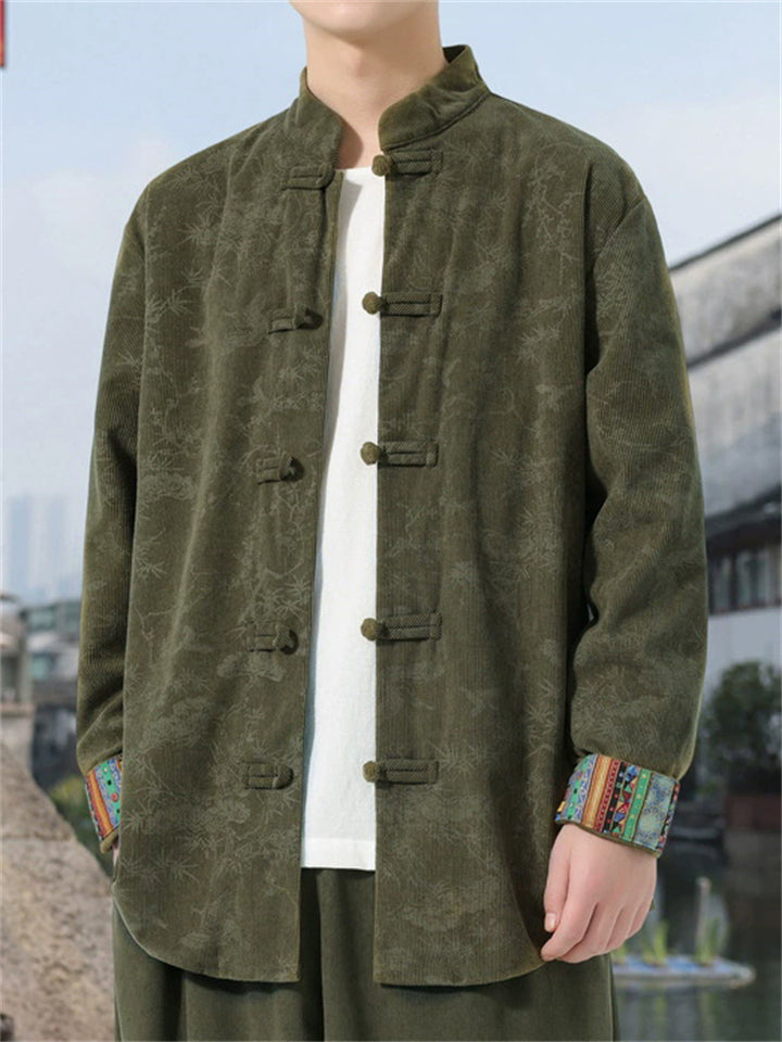 Men's Retro Chinese Style Corduroy Jacquard Tangsuit Jackets