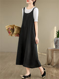 Women's Simple Solid Color Loose Overall Midi Dress