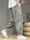 Men's Chinese Style Summer Lightweight Cotton Blend Loose Fit Cropped Pants