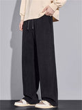 Men's Comfy Loose Drape Knitted Pattern Straight Leg Casual Pants