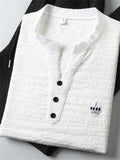 Men's 2Pcs Crown Embroidered V Neck Short Sleeve Solid Color Outfits