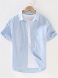 Simple Men's Summer Cotton Linen Short Sleeve Shirts
