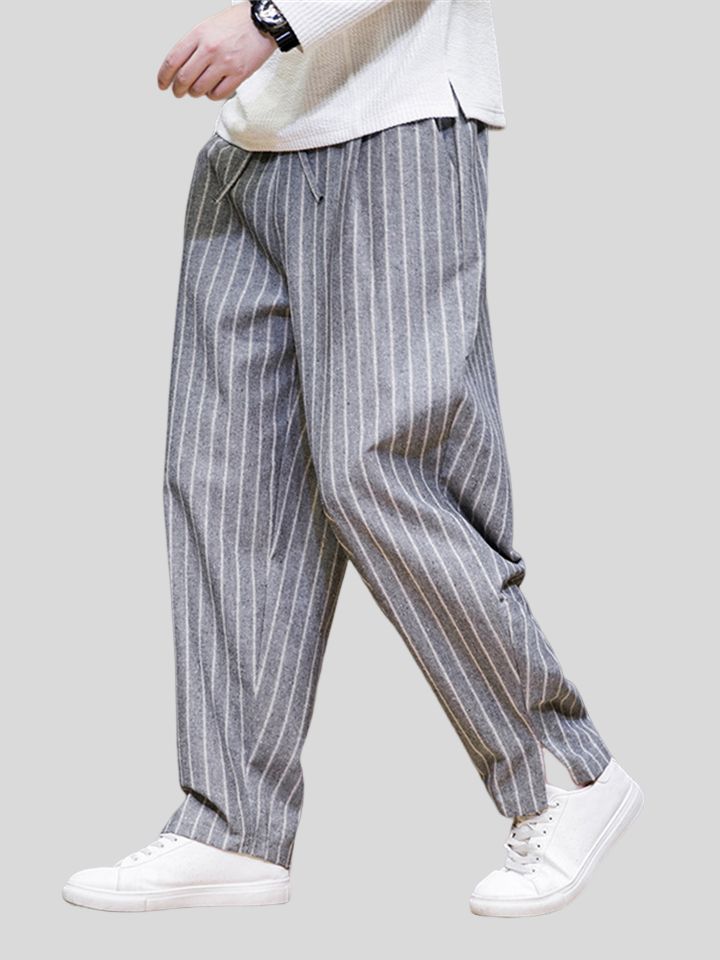 Men's Cozy Cotton Linen Striped Pants