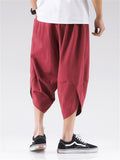 Men's Hem Side Slit Kung Fu Training Cropped Pants