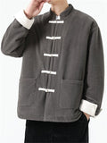 Men's Winter Warm Mandarin Collar Button-up Corduroy Jackets