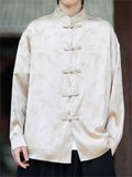 Men's Chinese Style Brocade Phoenix Jacquard Loose Fit Long Sleeve Shirts