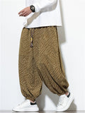 Male's Retro Geometric Texture Printed Wide Leg Bloomers Pants
