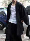 Men's Black Solid Color BatWing Sleeved Cardigan Shirts