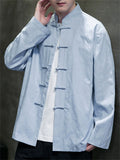 Men's Simple Chinese Style Cotton Blend Stand Collar Tang Suit Jacket