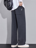 Men's Casual Thermal Lined Comfy Elastic Waist Straight-Leg Drape Twill Knitted Pants
