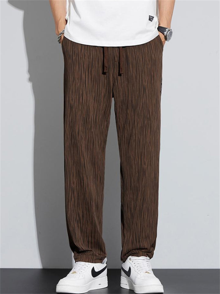 Men's Trendy Summer Stripe Ice Silk Loose Fit Cuffed Harem Pants