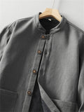 Men's Ramine Cotton Solid Color Stand Collar Fleece Lined Jacket