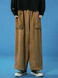 Men's Autumn Vintage Solid Color Corduroy Pockets Cargo Pants