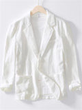 Men's Casual Solid Color Cotton Suit Collar Jacket