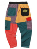 Men's Hip-Hop Color Block Patchwork Multi-Pocket Pants
