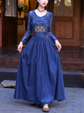 Women's Cotton Sleeveless Denim Jumpers Dress Pockets