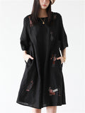 Women's Summer Simple Embroidery Round Neck Dress