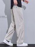 ‌Casual Mid Waist Loose Fit Drape Straight Leg Pants for Men‌